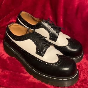 Dr. Martens Brogue black and white wing tip shoes